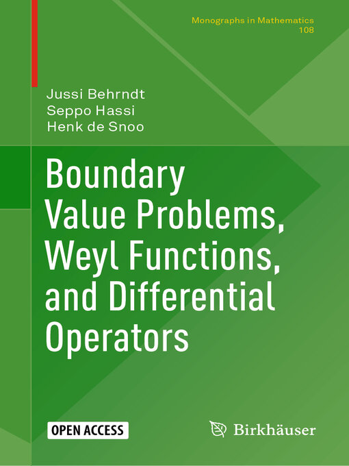 Title details for Boundary Value Problems, Weyl Functions, and Differential Operators by Jussi Behrndt - Available